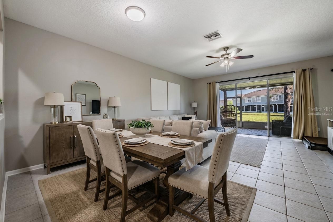 Dining area virtually staged.