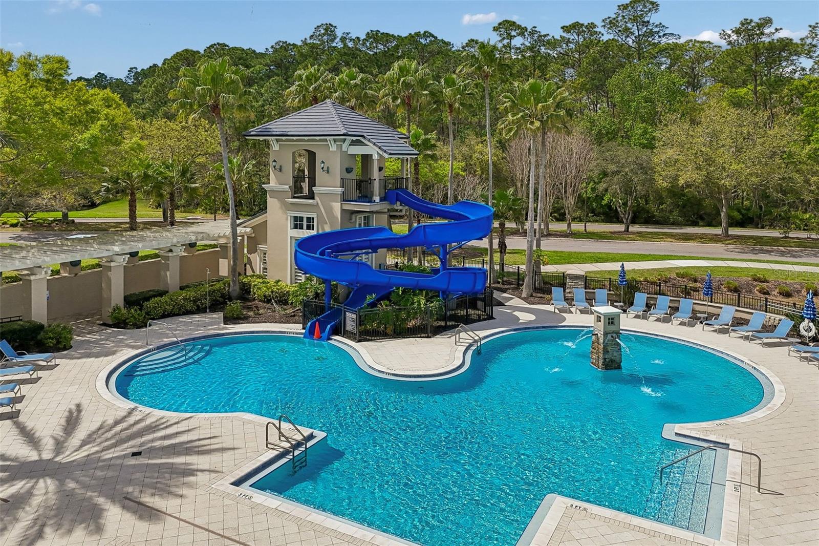 Water slide with 2 pools