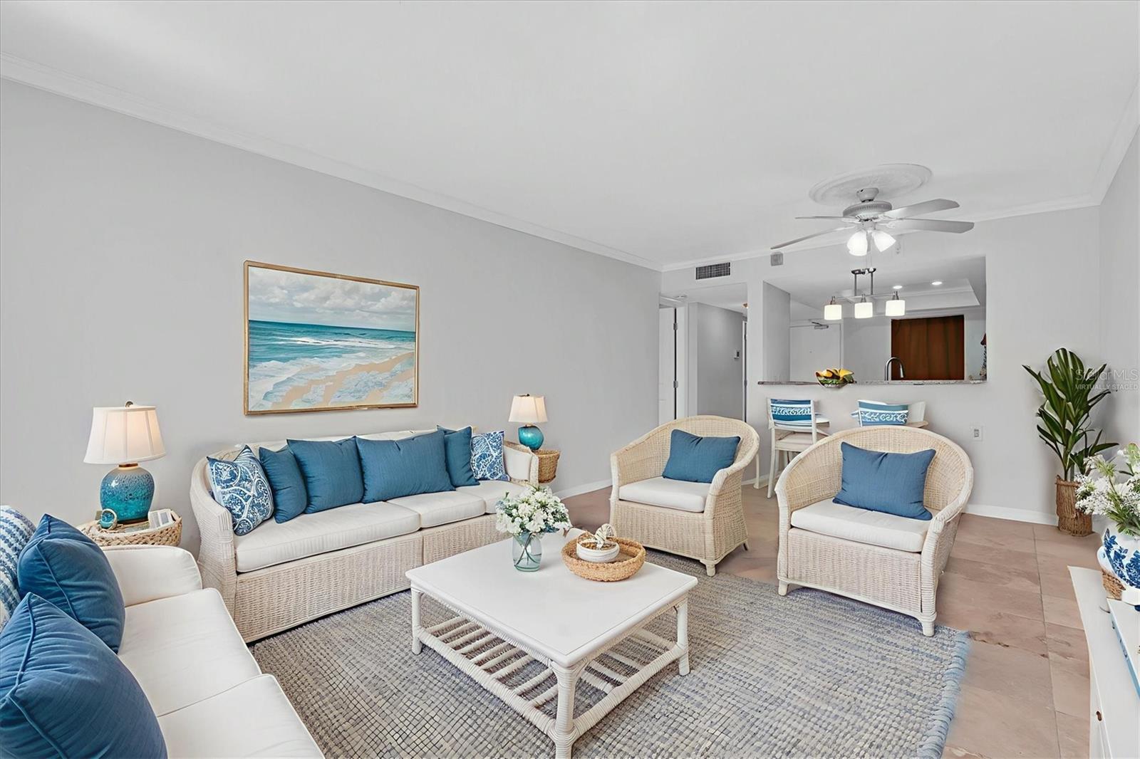 Virtually staged living room