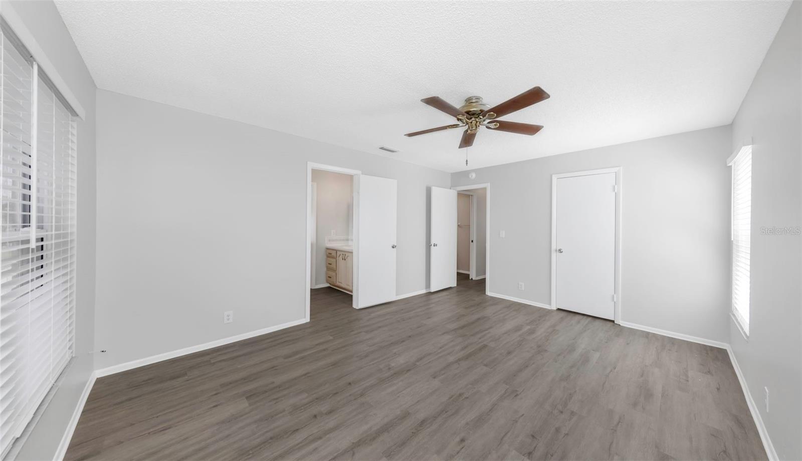 Primary Bathroom, Hallway, Closet Doors