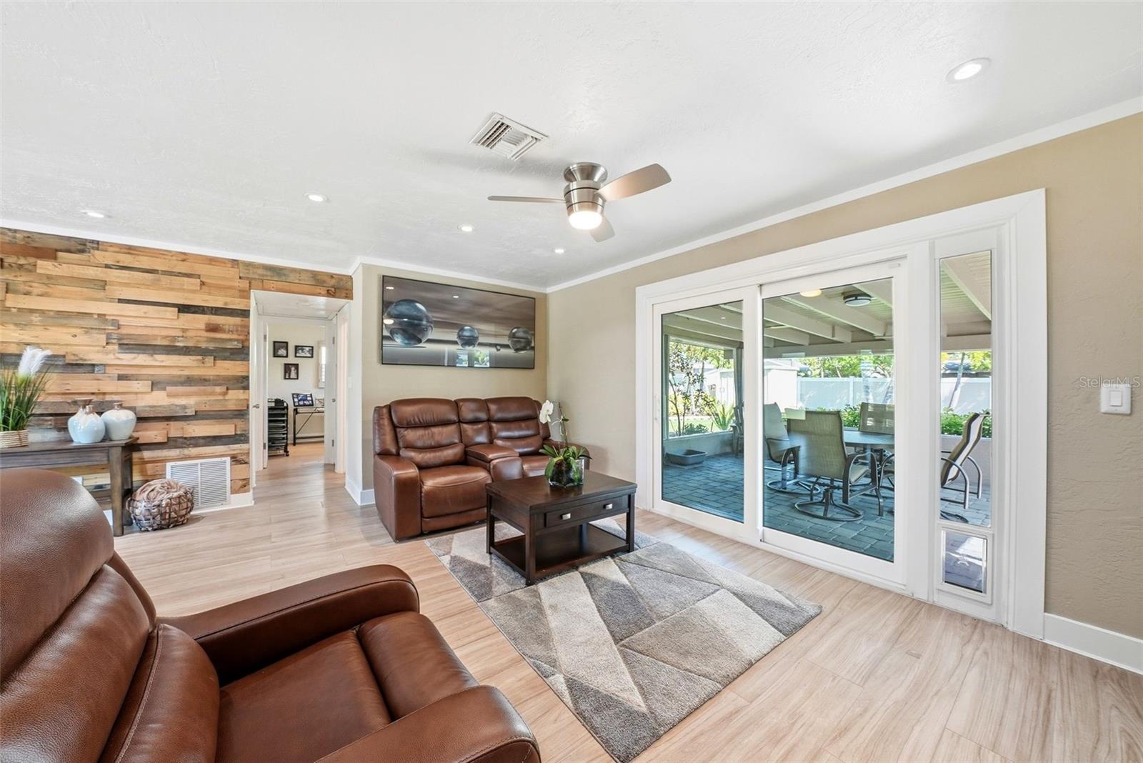 Living room even has a pet door to the outside