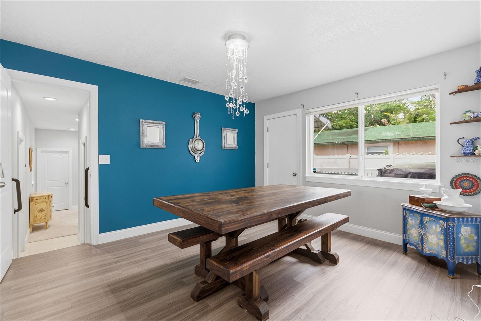 Dedicated dining space with natural light