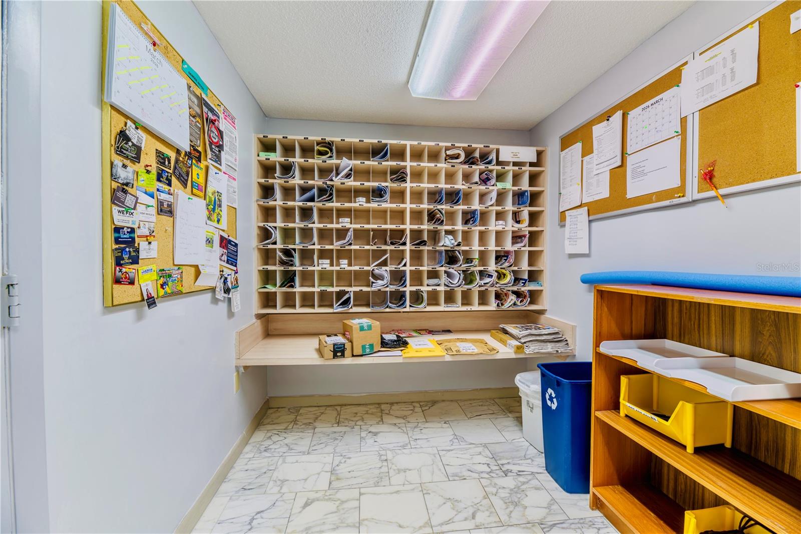 Mailboxes in Mail Room for large pieces of mail