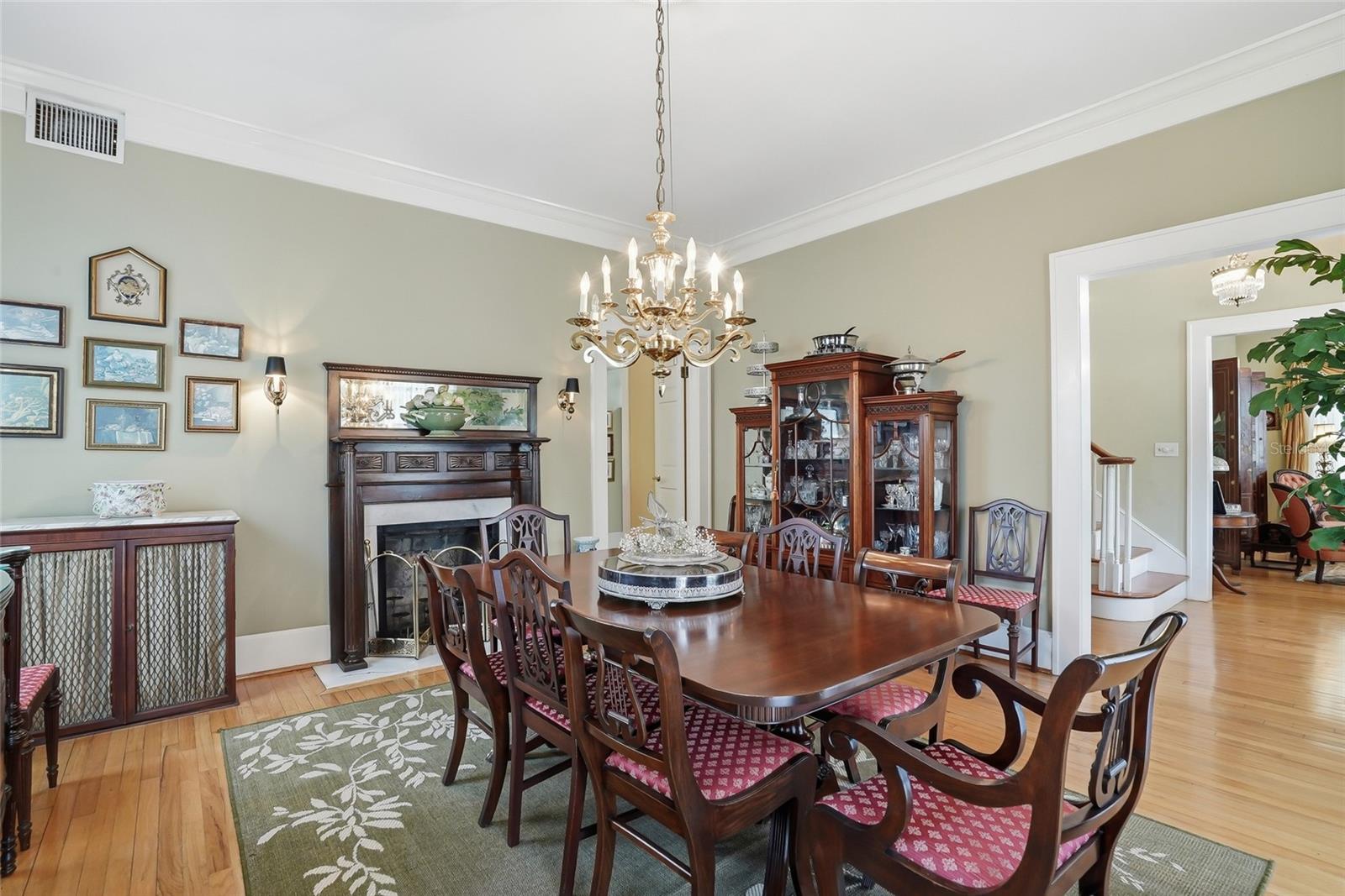 Formal Dining Room with view of Fireplace