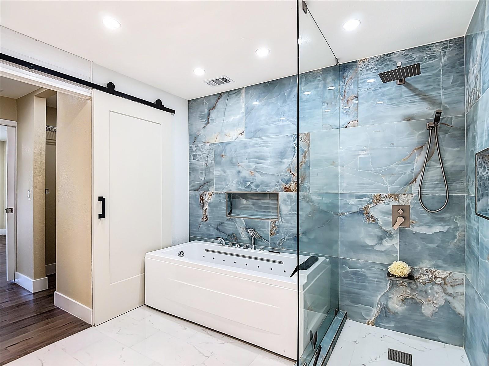 walk in shower and jetted tub