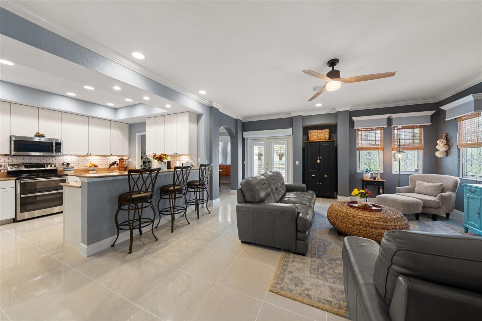 Living room, kitchen