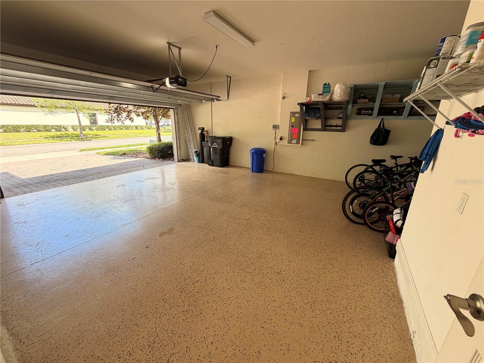 Garage with epoxy flooring