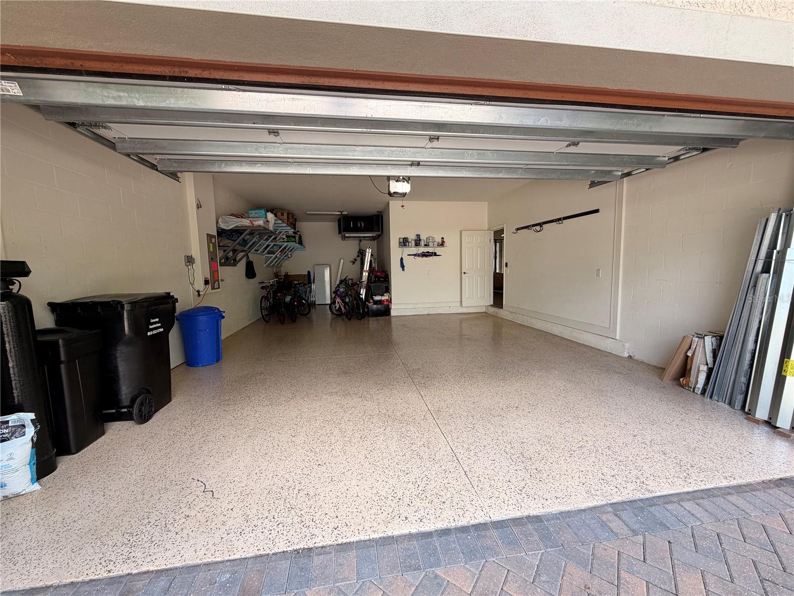 Garage with epoxy flooring