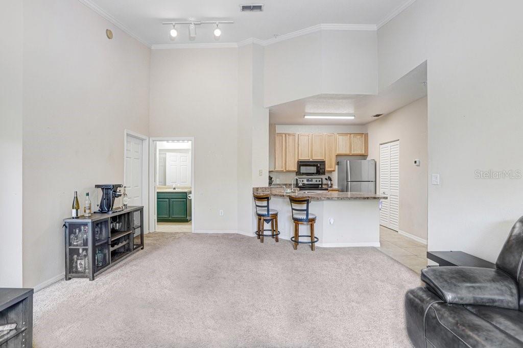 View from Living room to kitchen