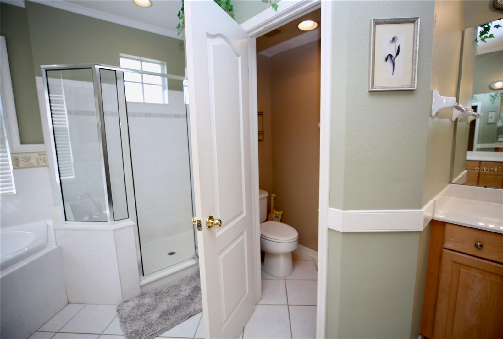 seperate water closet in primary bathroom