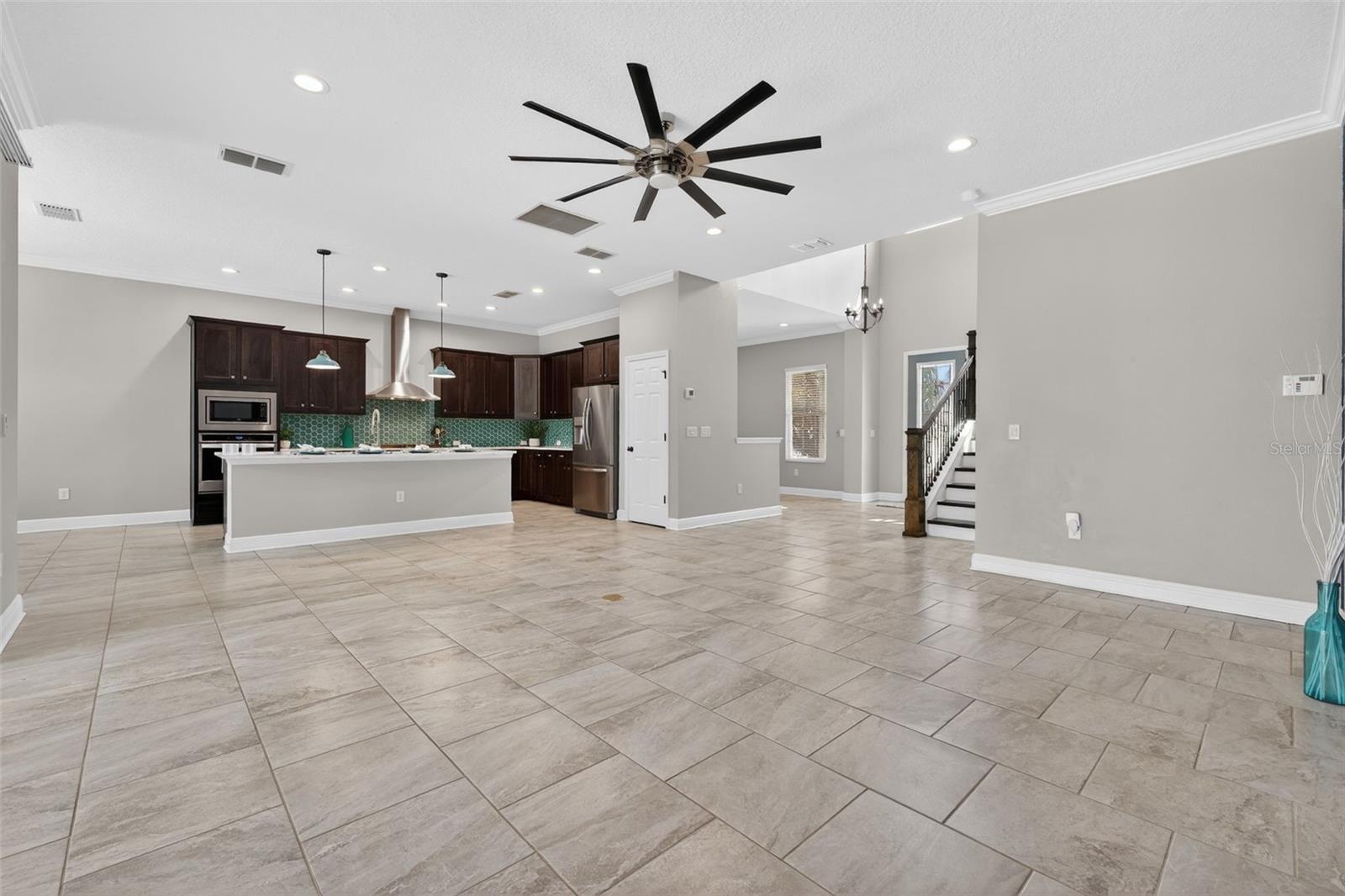 Great Room w/view of Kitchen and Dining Room