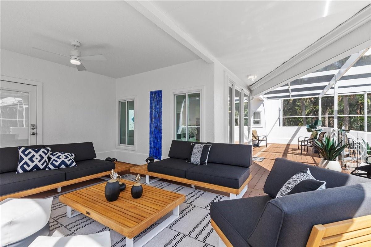 main level covered, screened patio space