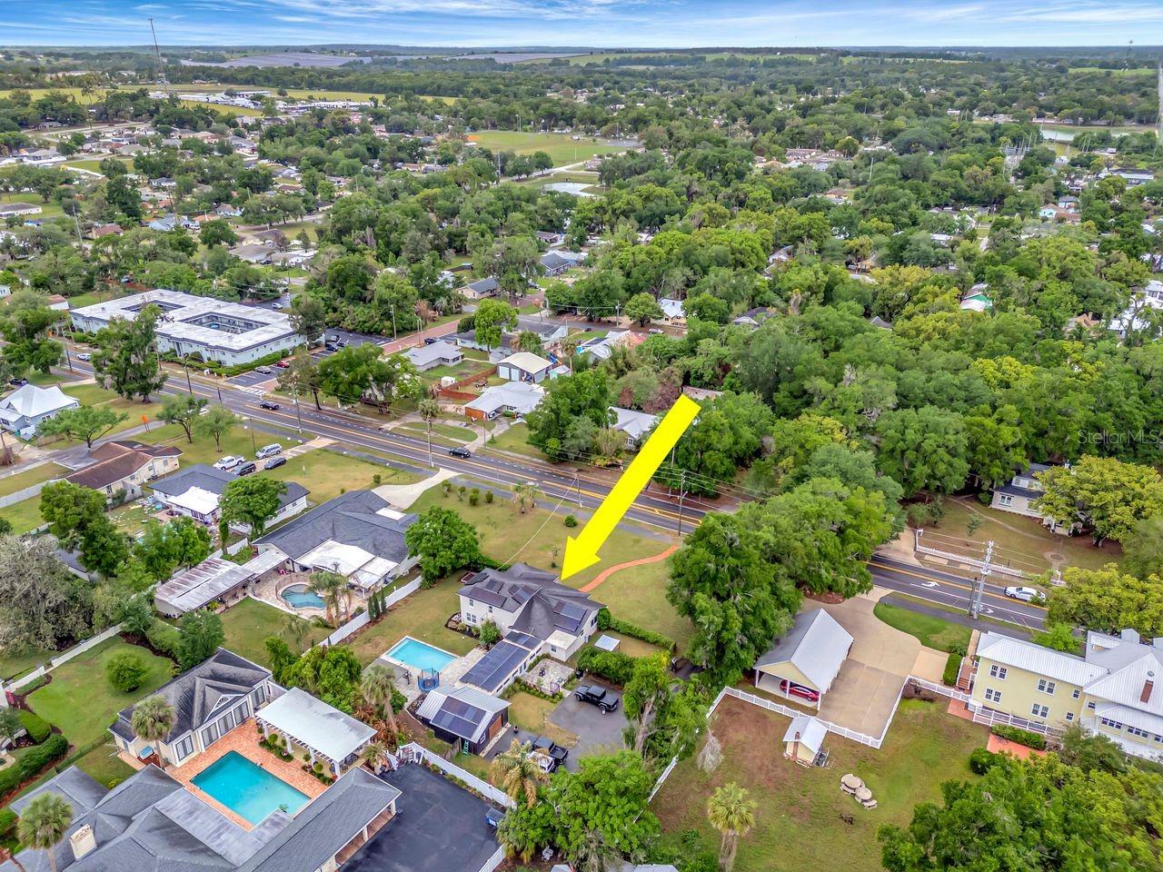 Aerial View of Home - Walk to Historic Downtown Dade City!