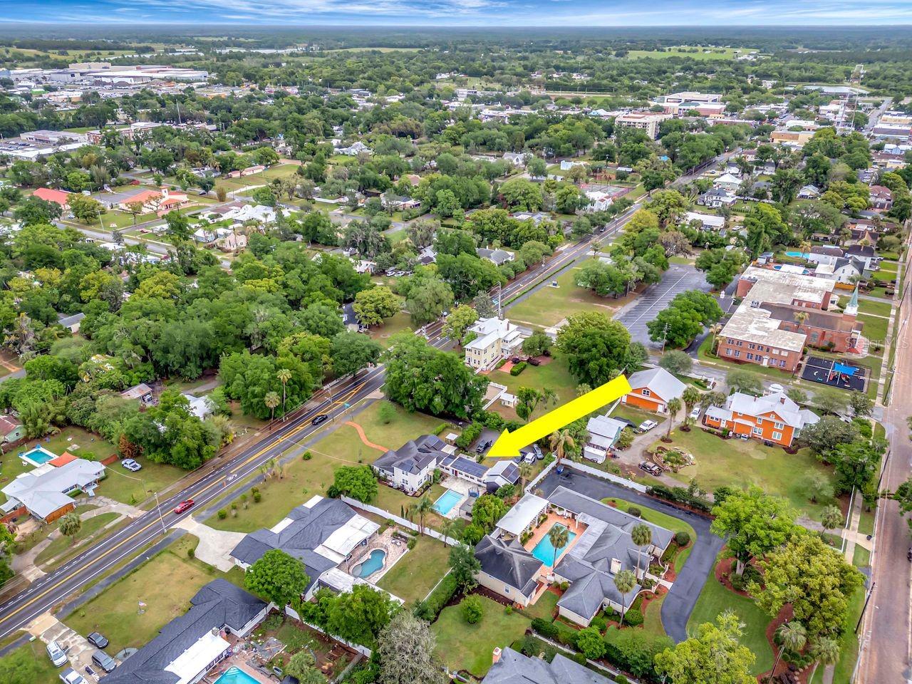 Aerial View of Home - Walk to Historic Downtown Dade City!