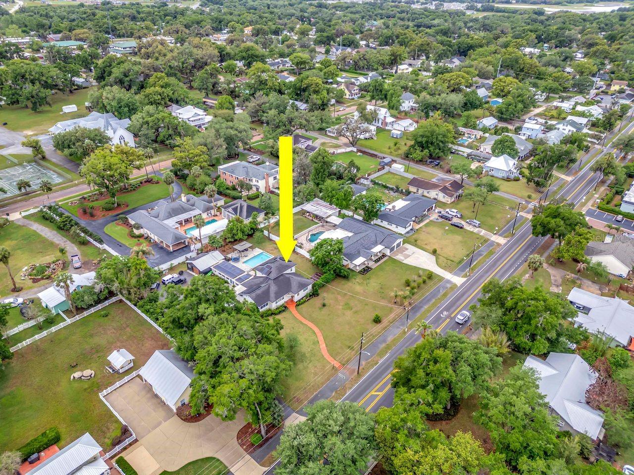 Aerial View of Home - Walk to Historic Downtown Dade City!