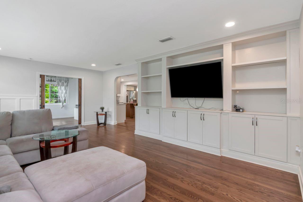 Living Room with Built in Custom Cabinets