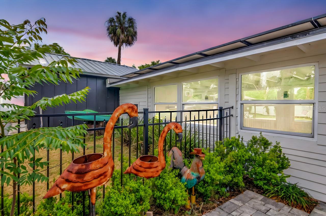 View of Breezeway, Garage and Courtyard area.