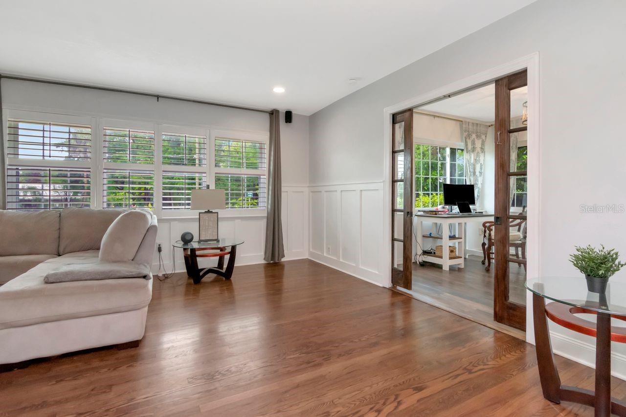Entry to Flex Space with Pocket French Doors.