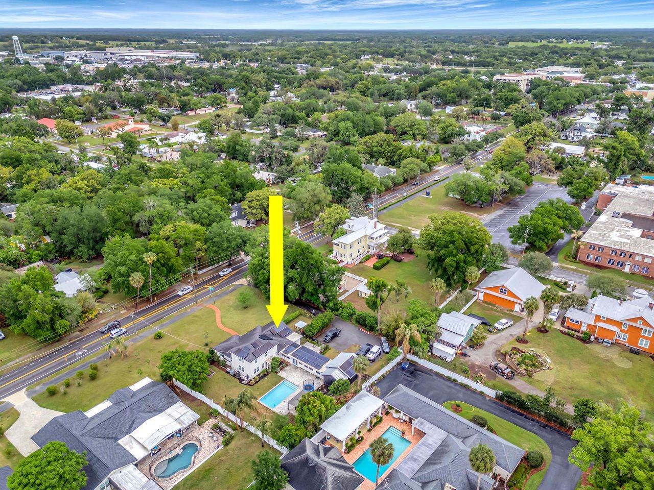 Aerial View of Home - Walk to Historic Downtown Dade City!