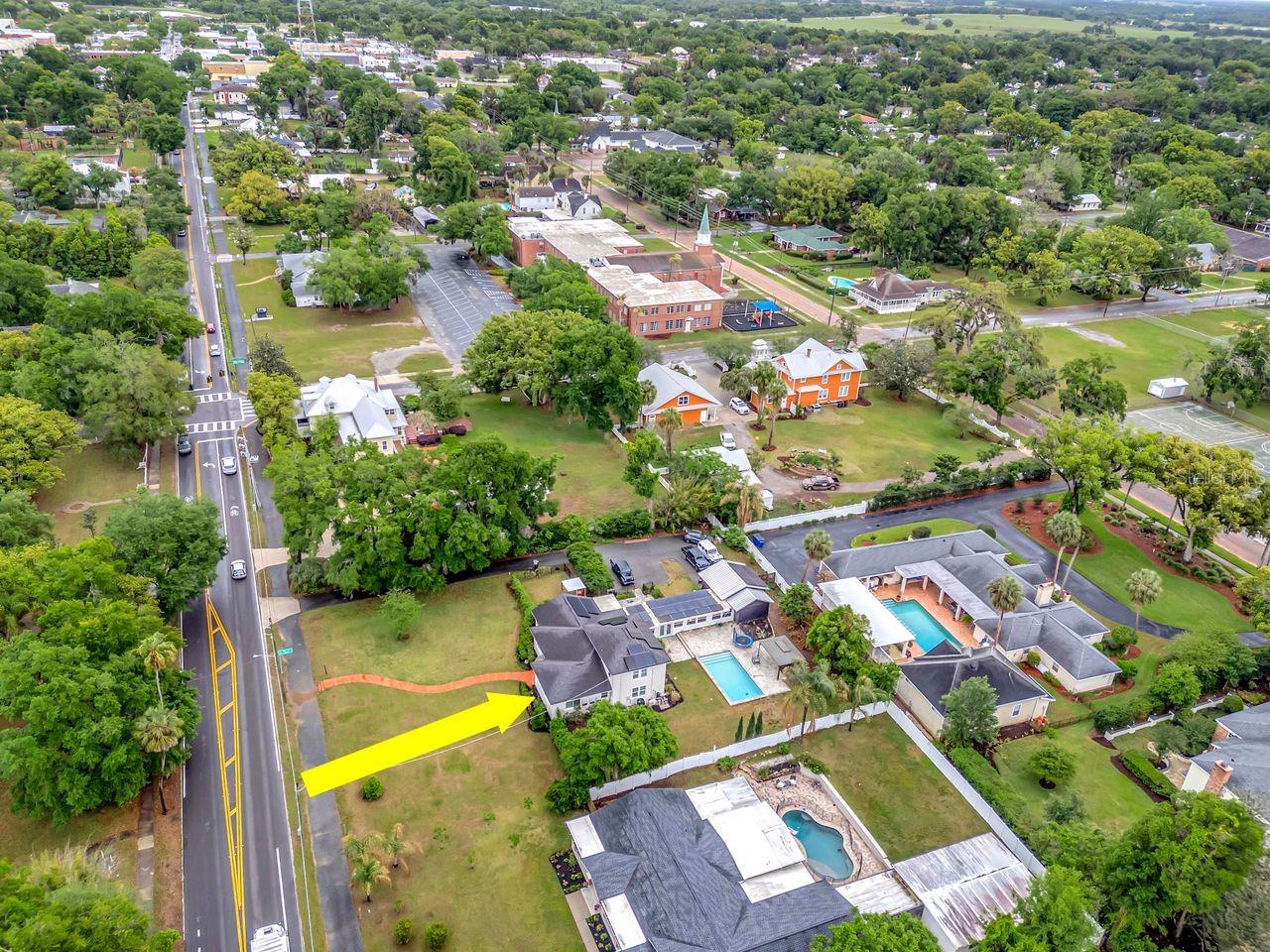 Aerial View of Home - Walk to Historic Downtown Dade City!