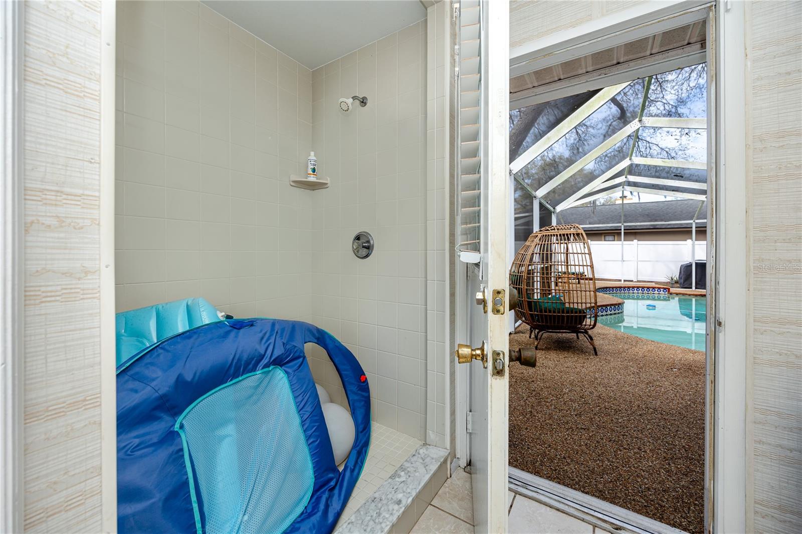 Full pool bath with walk in shower