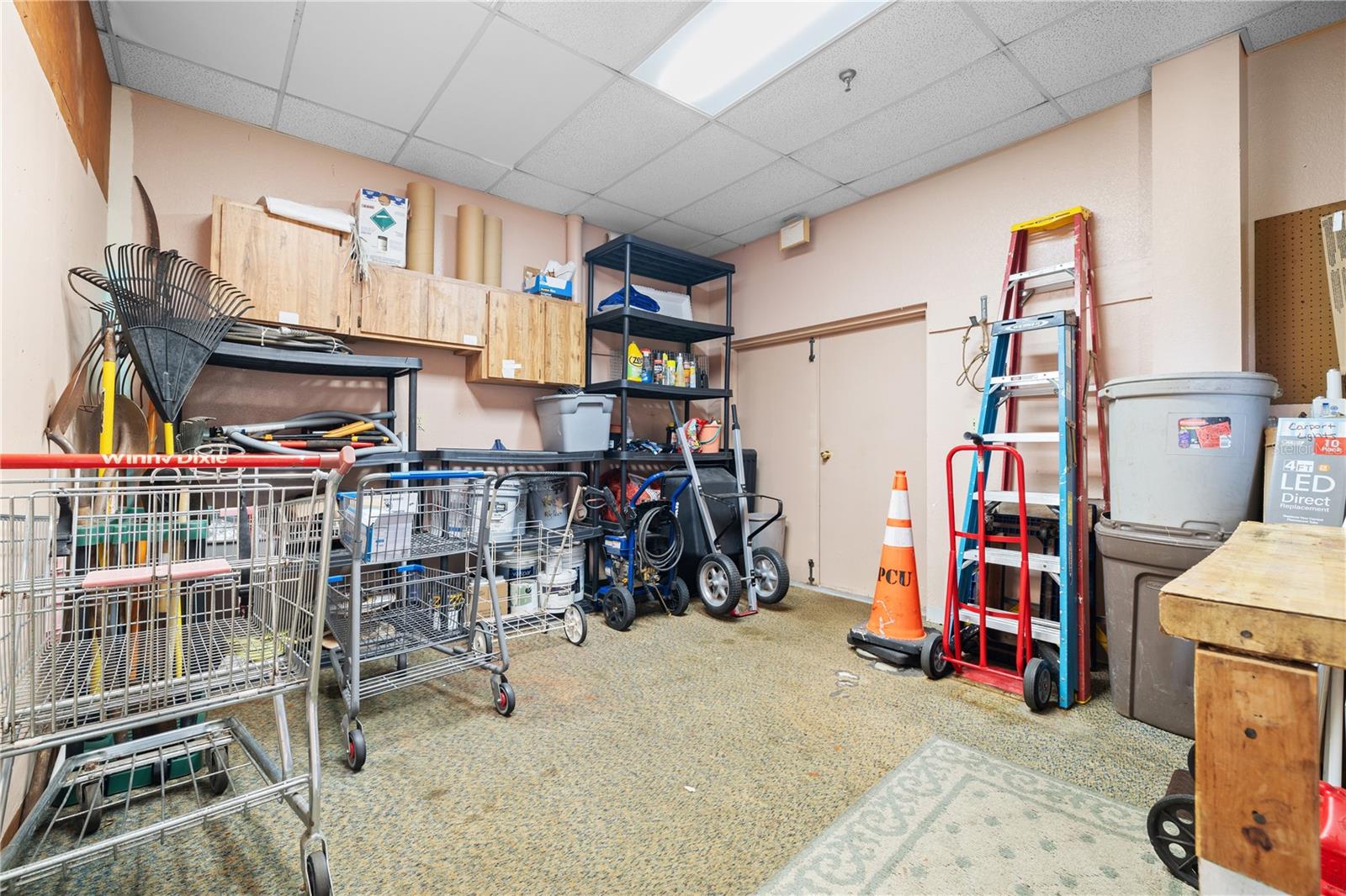 Community workshop with carts for easy transport of groceries, maintenance needs and woodworking