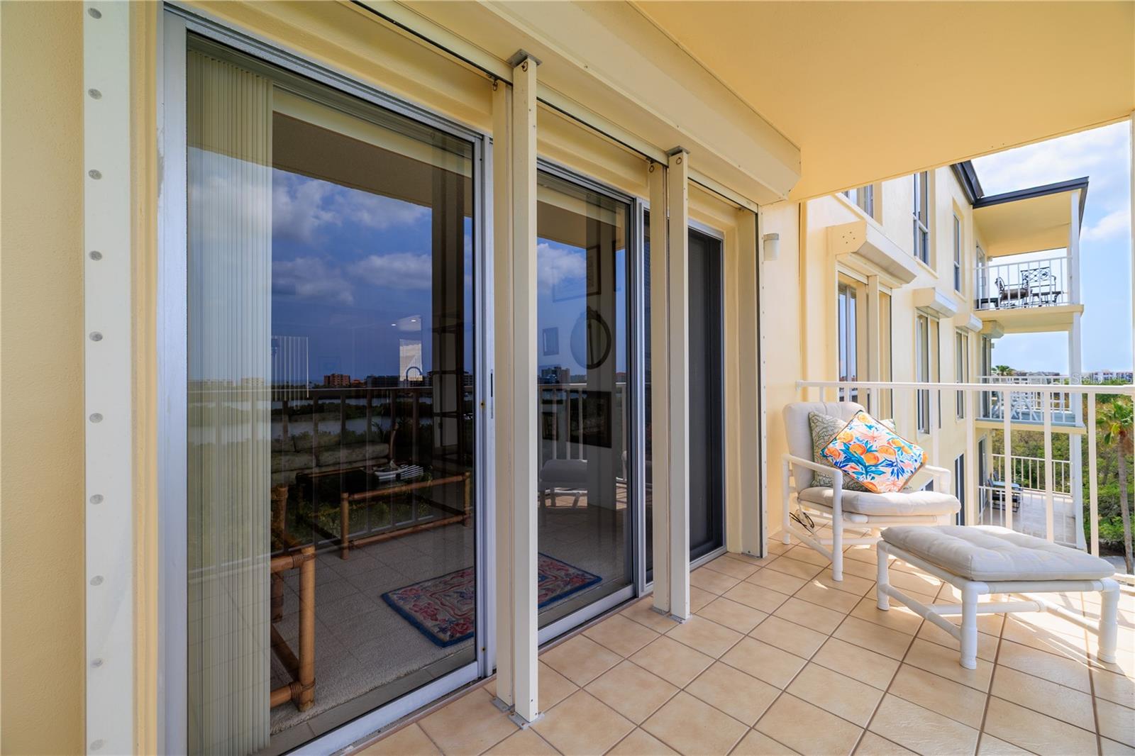 The sliders and windows have crank hurricane shutters for lock and go security and peace of mind