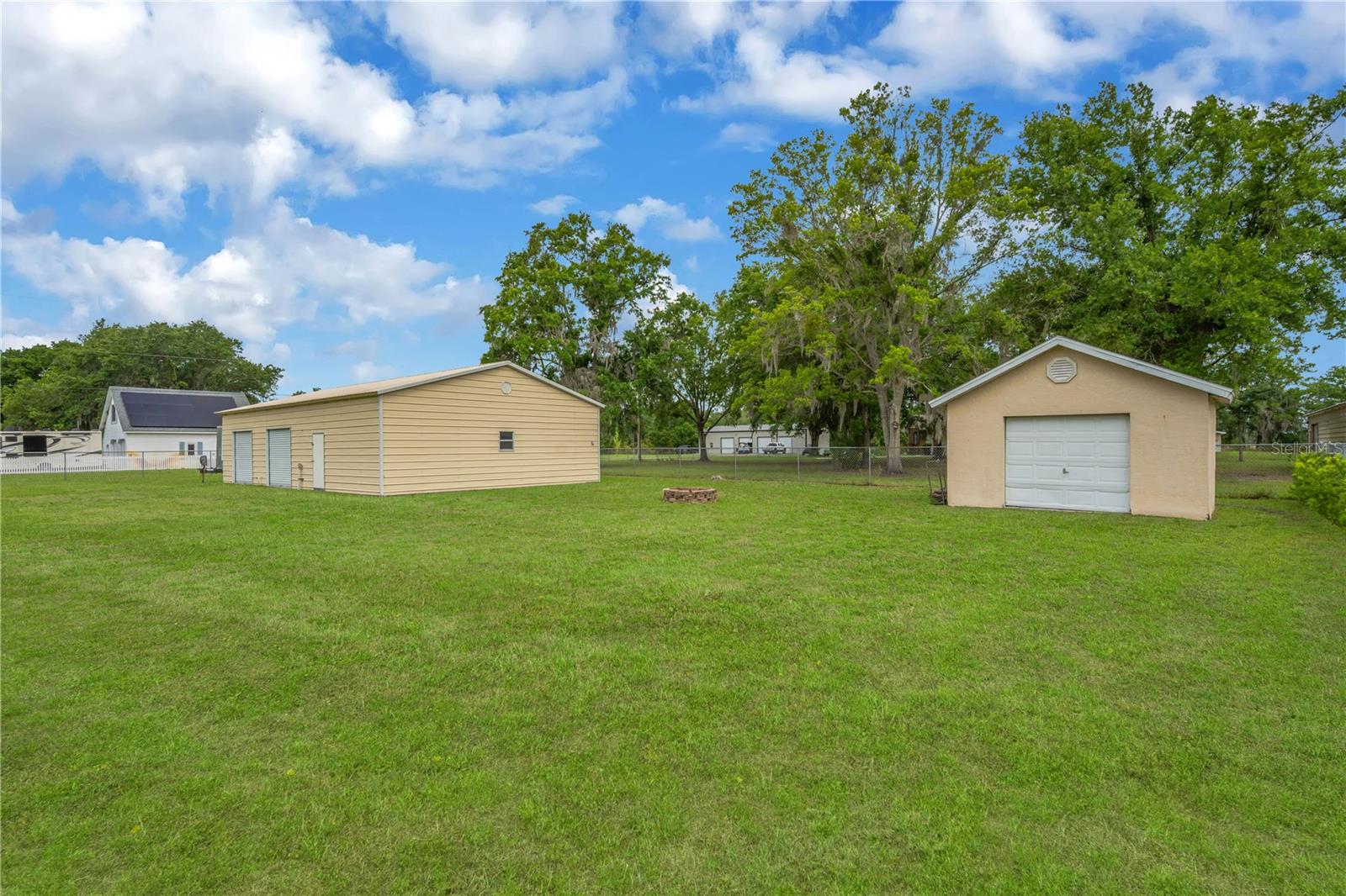 Closer look at single detached garage.
