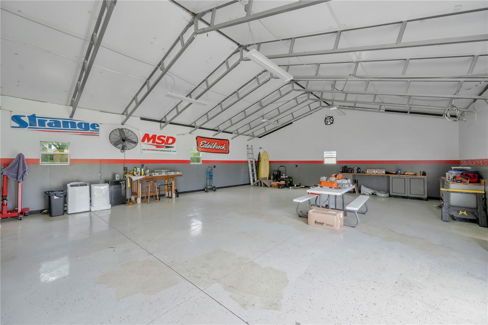 Inside view of detached garage