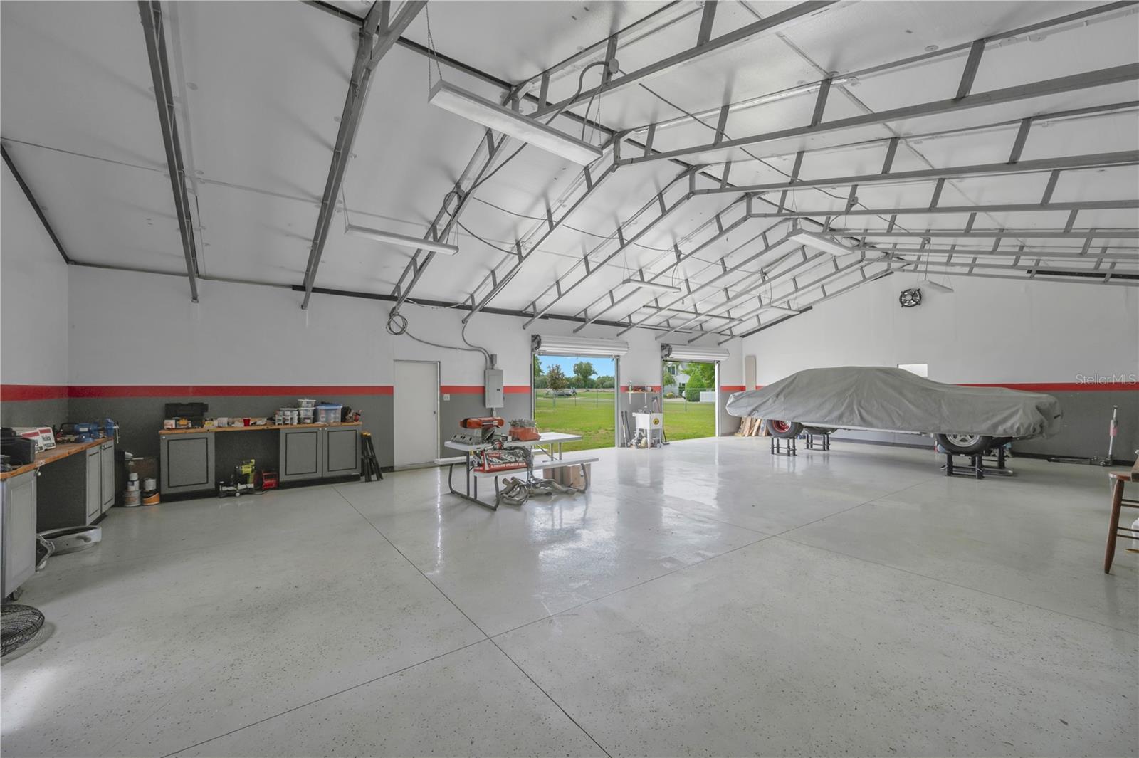 Inside view of detached garage