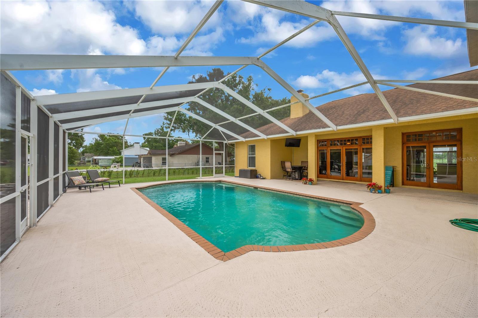 Caged pool for bug free outdoor enjoyment