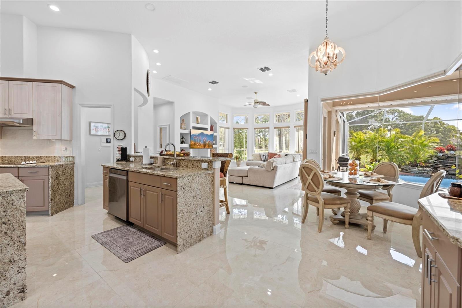 Kitchen/Family/Dinette with Pool Views
