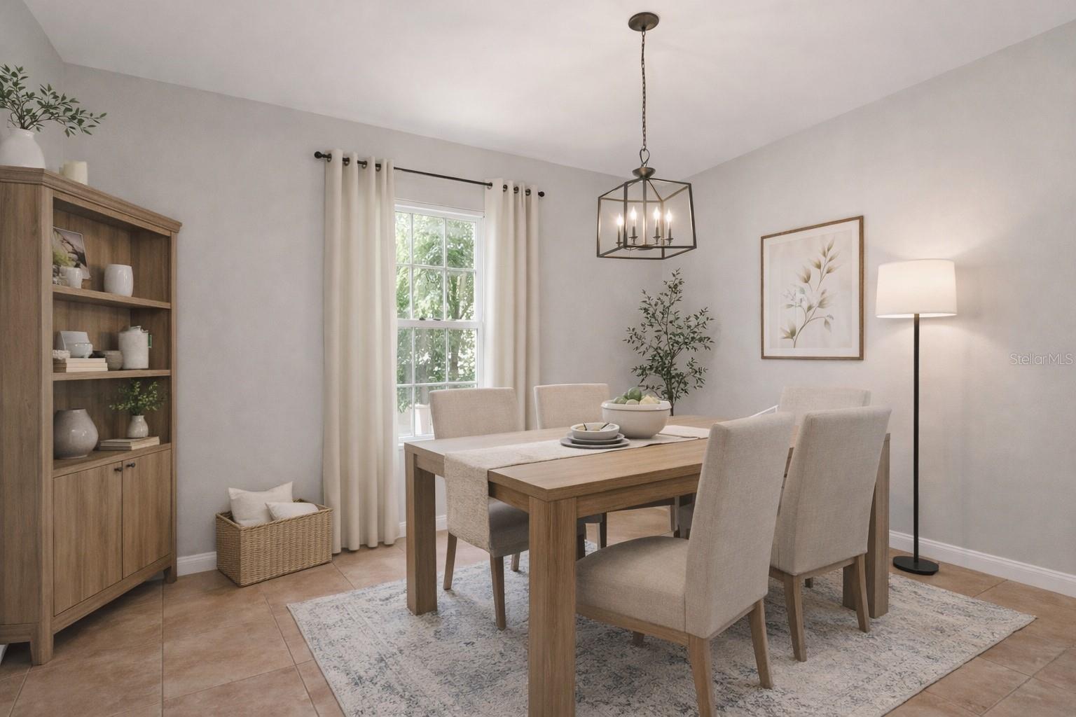 Dining room AI enhanced for marketing and staging purposes