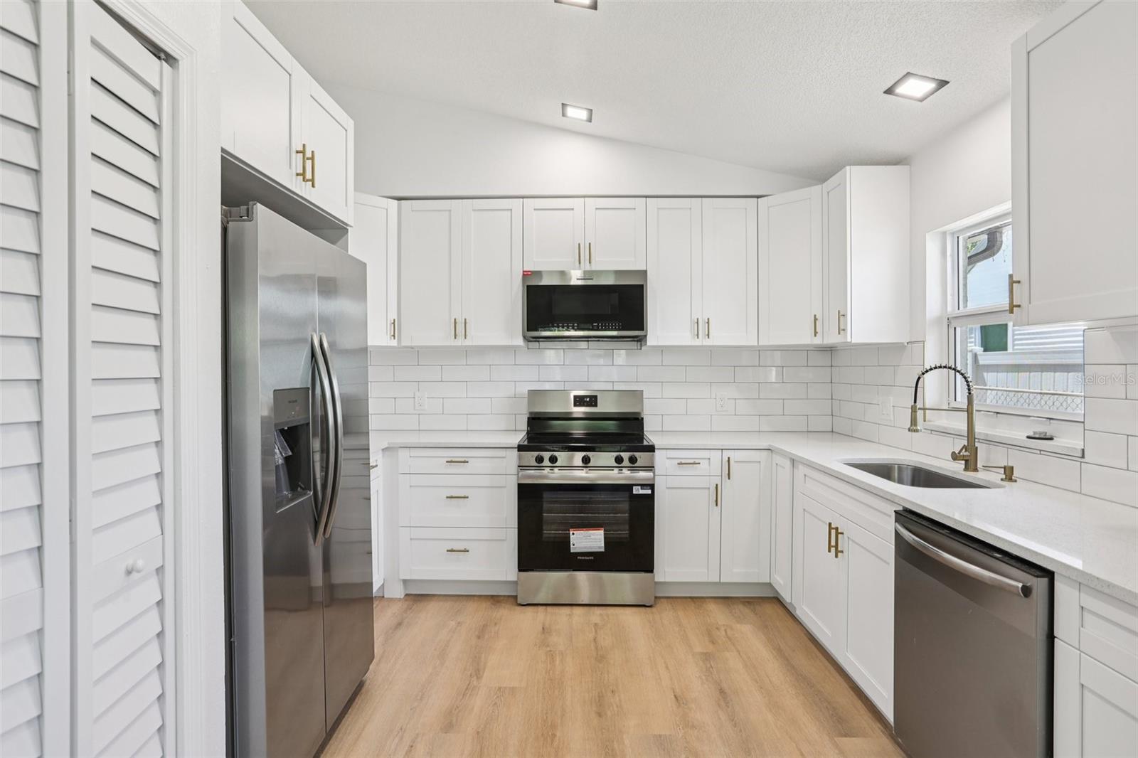 Kitchen view with new appliances