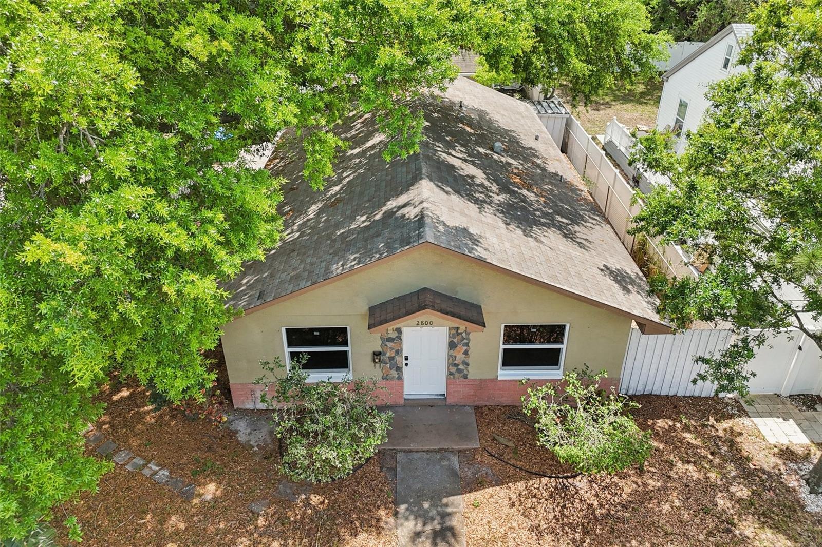 Aerial shot of front of main house