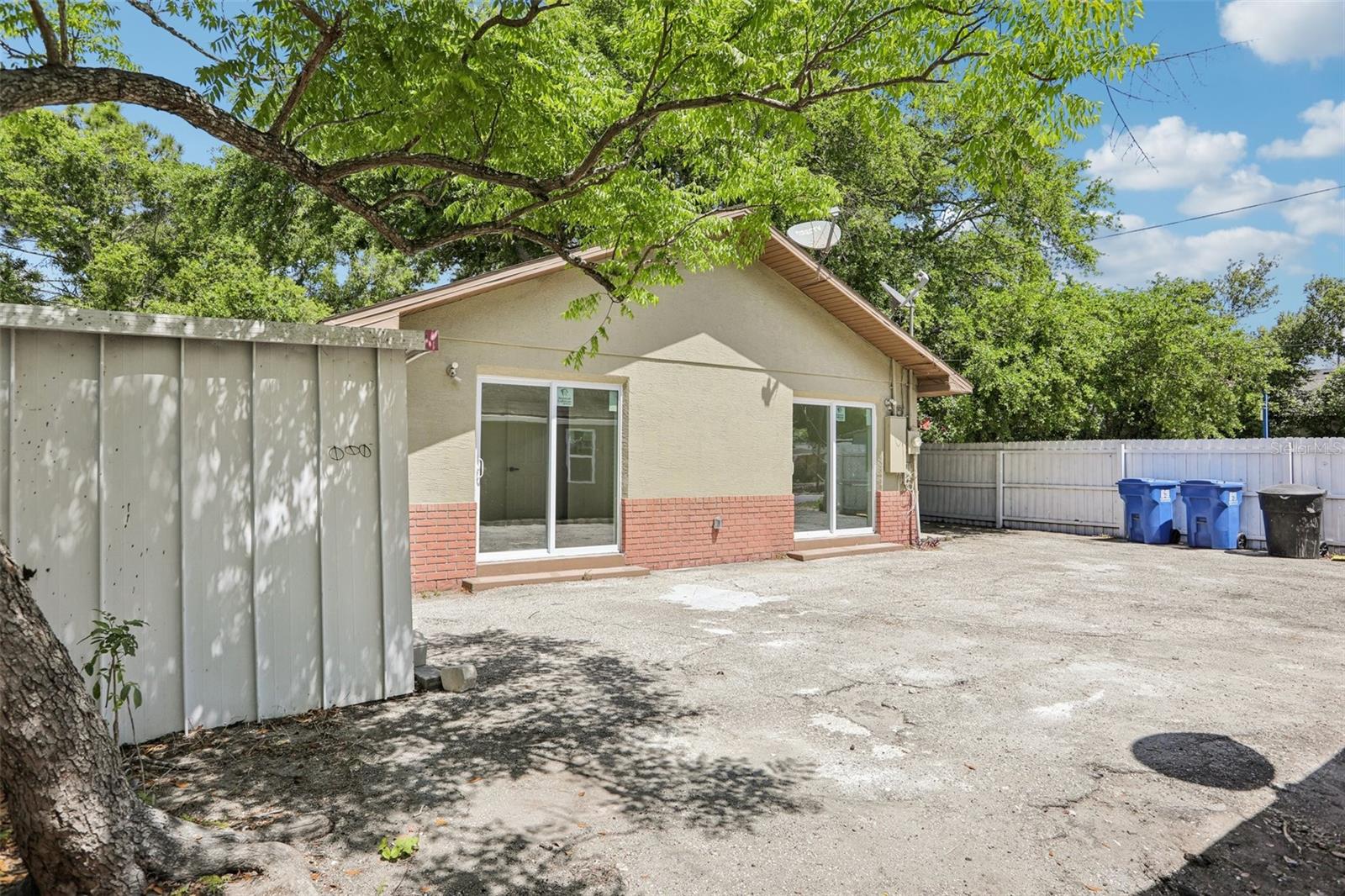 Rear courtyard view of main house