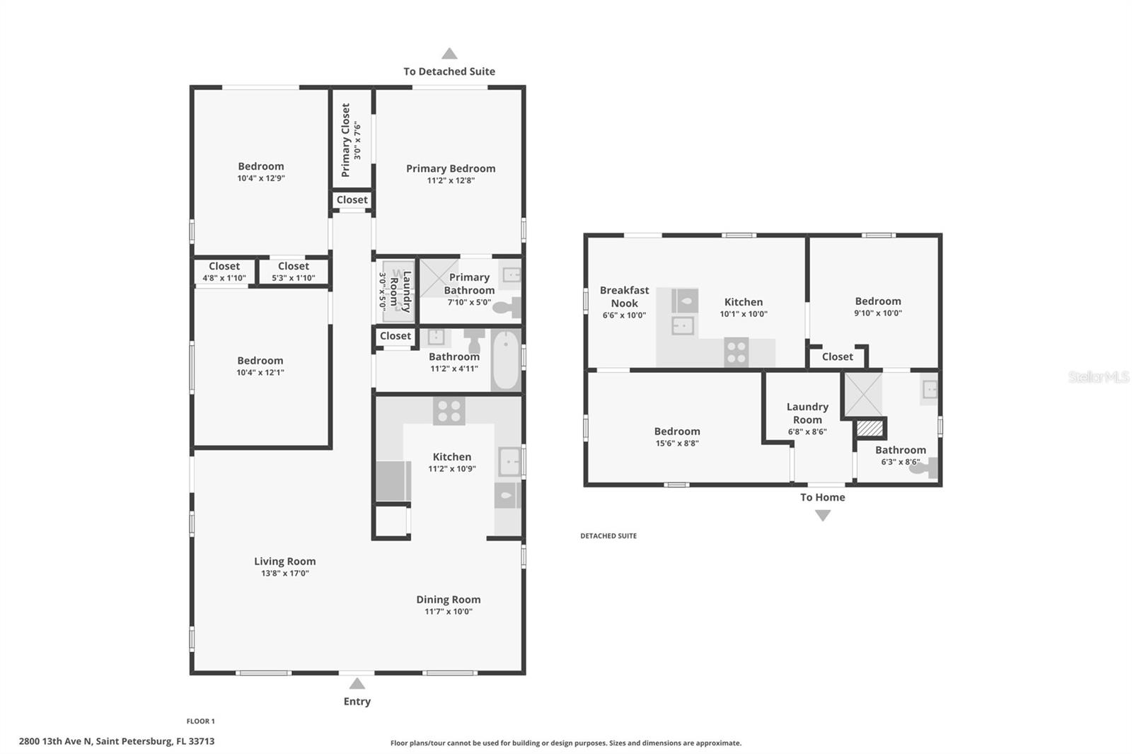 Combined floorplans of main and guest houses