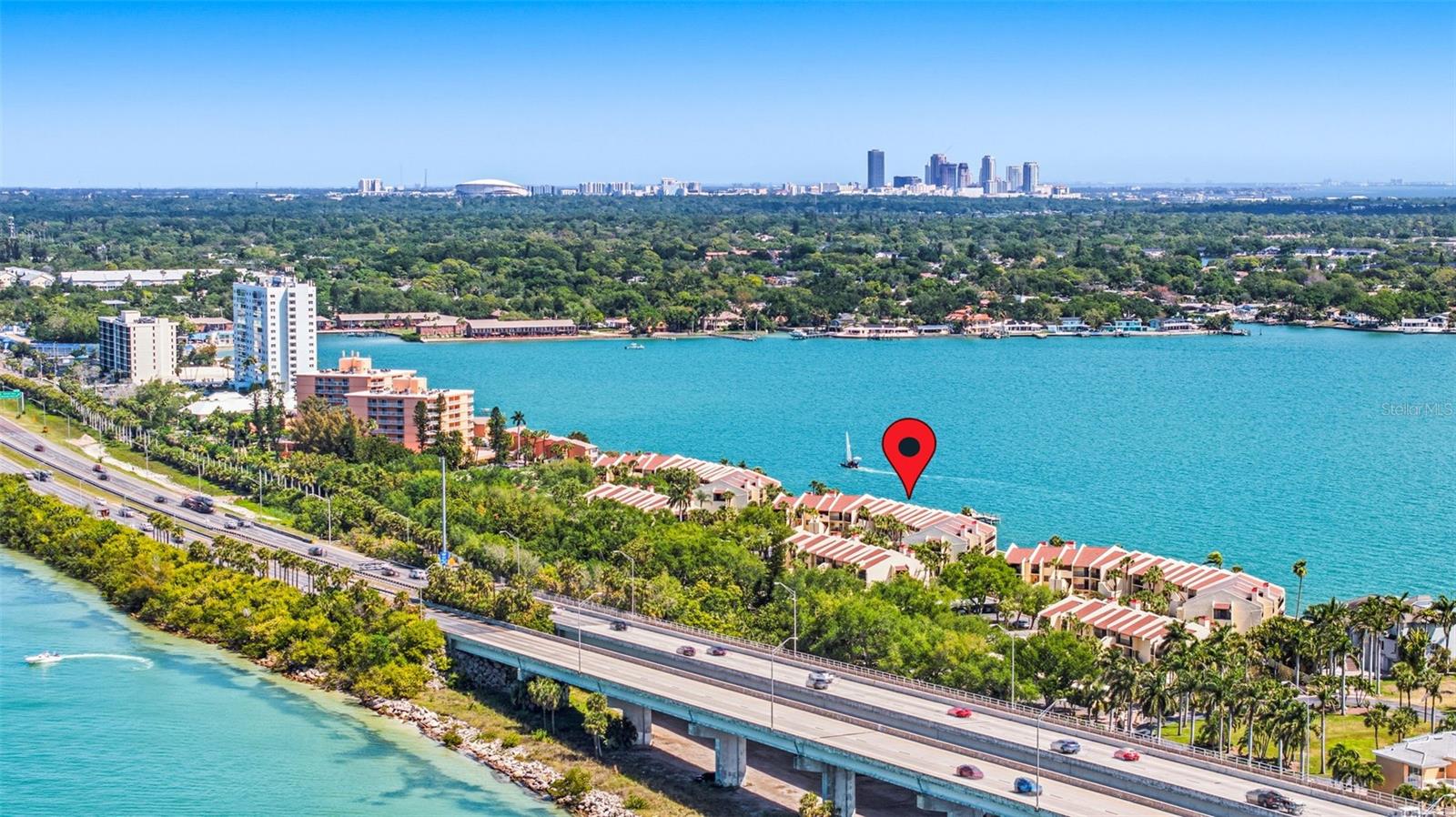 Views showing downtown St Pete and Tropicana Stadium in distance
