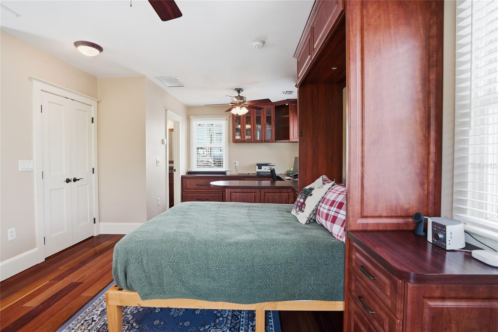 Garage apartment with built in bed and desk