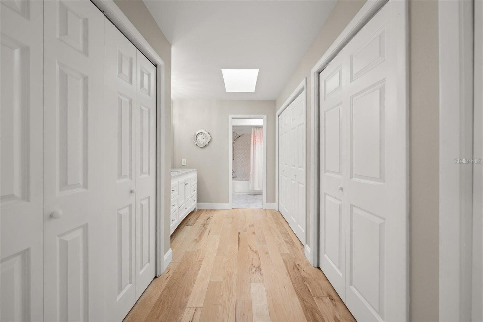 Abundant closet space is provided in the primary suite.