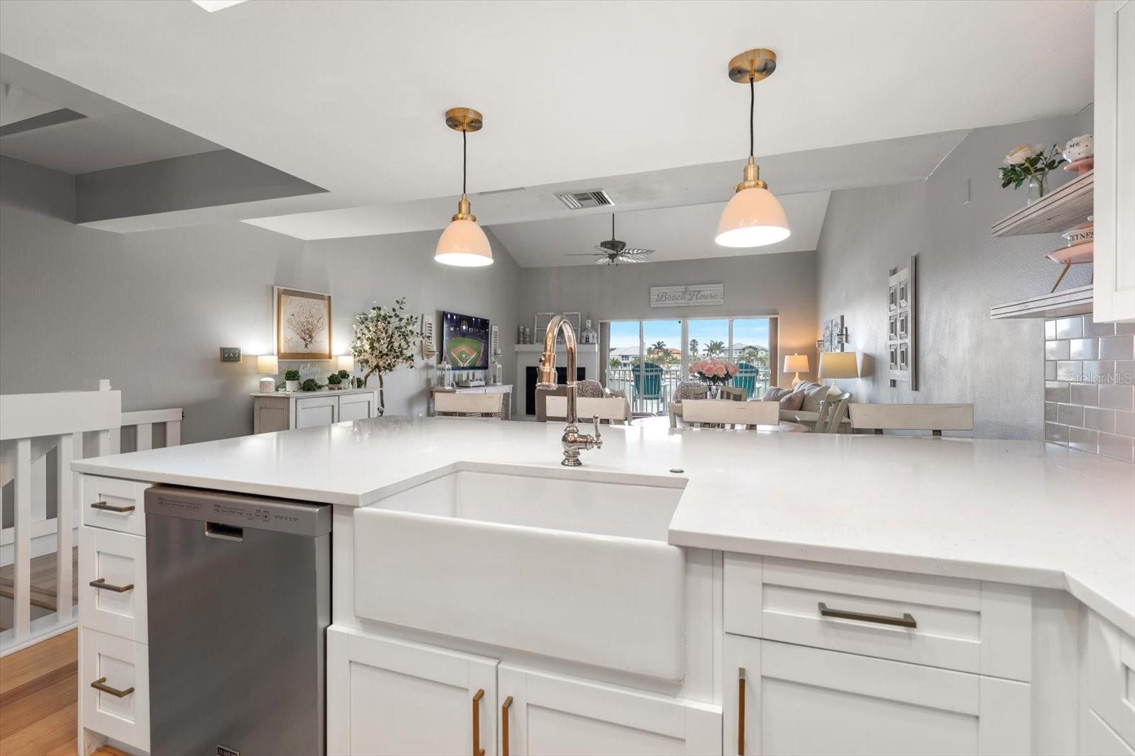 Picturesque views are granted while cooking from the lovely kitchen.