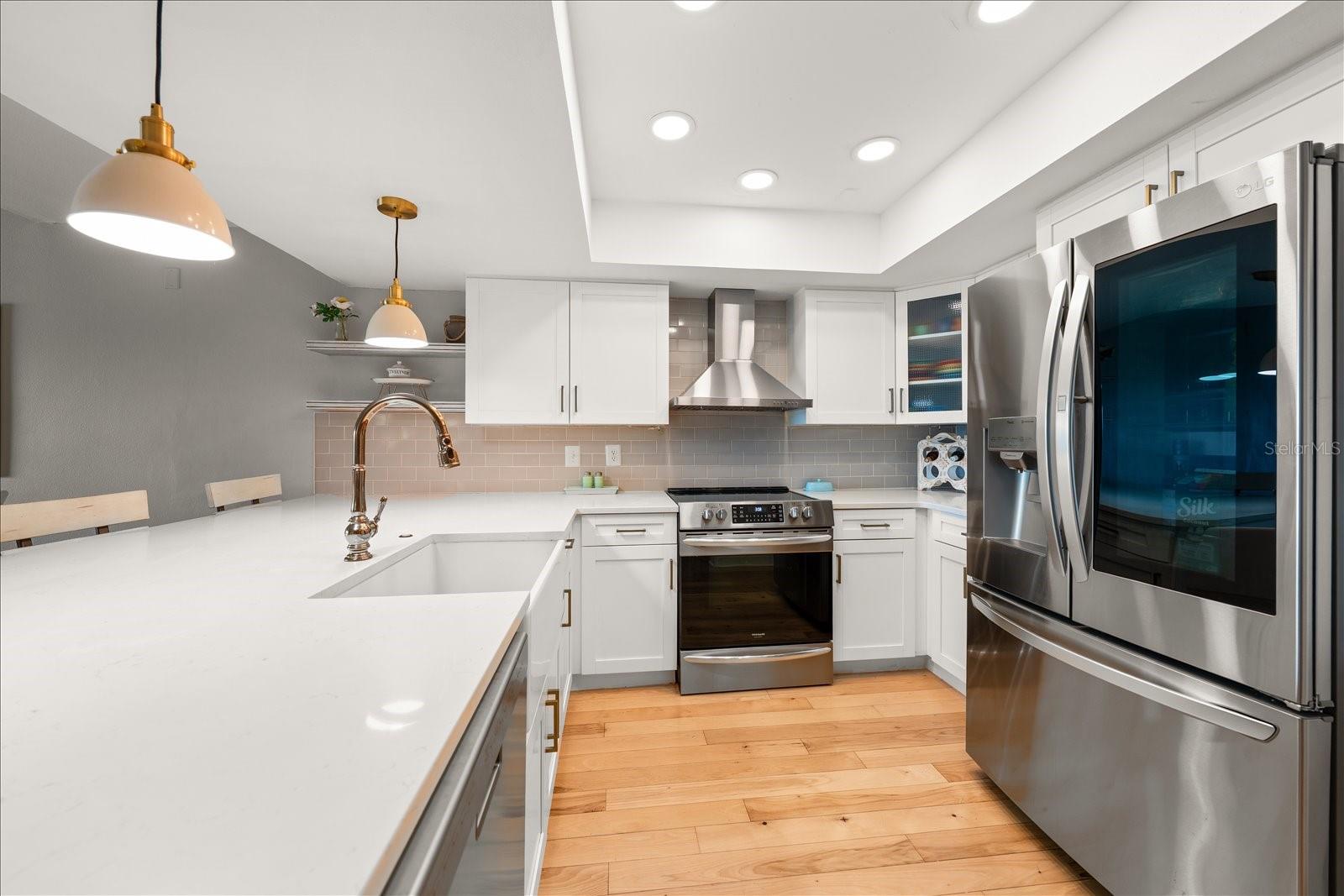 An ideal workspace is provided in the kitchen to create the perfect meal.