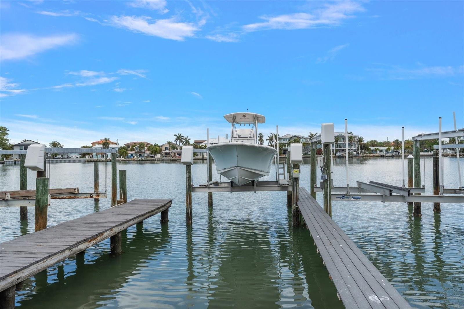 Deeded, deep water dock with 10,000 lbs lift, perfect for the avid boater!