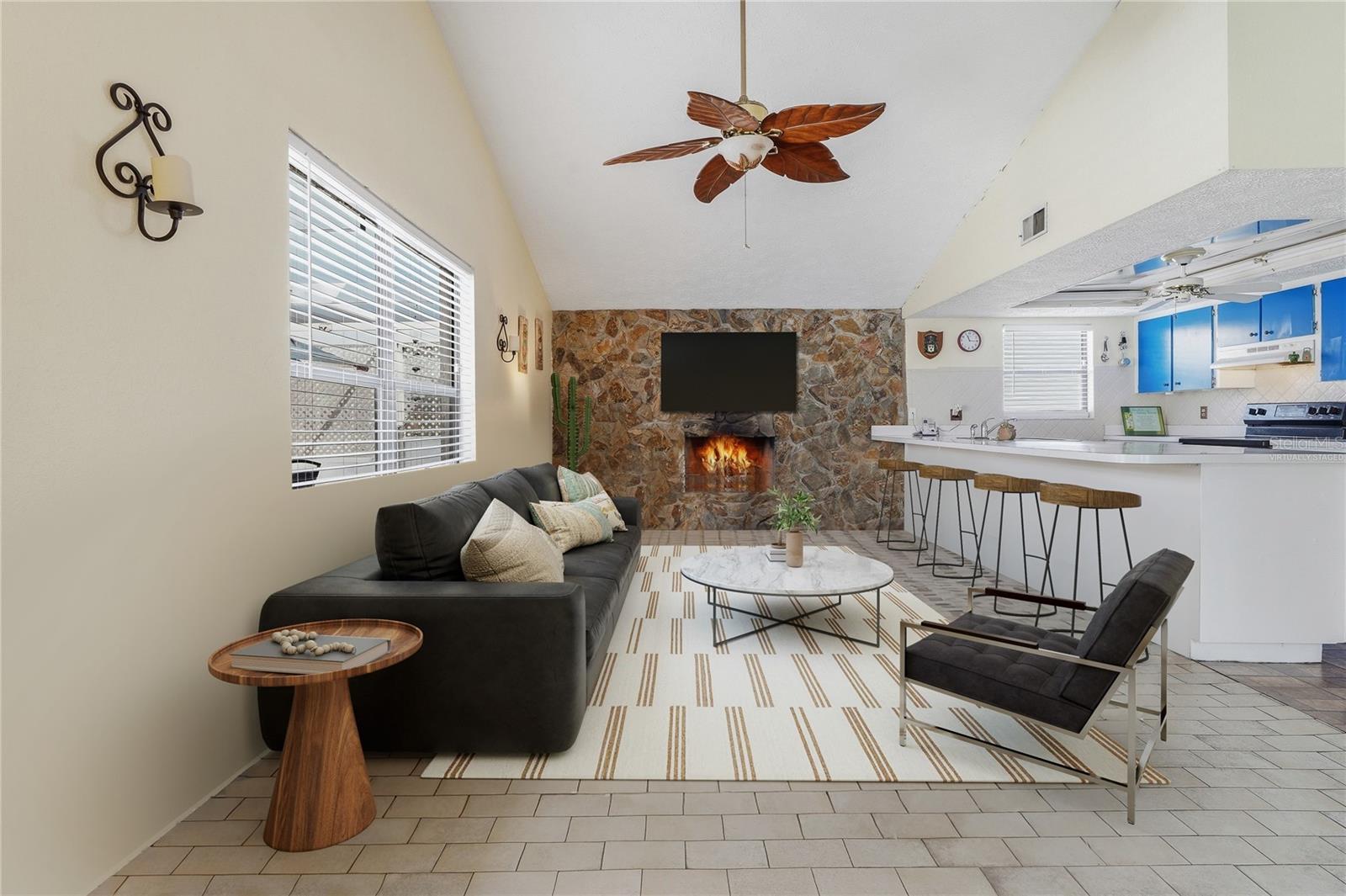 Virtually Staged Family Room