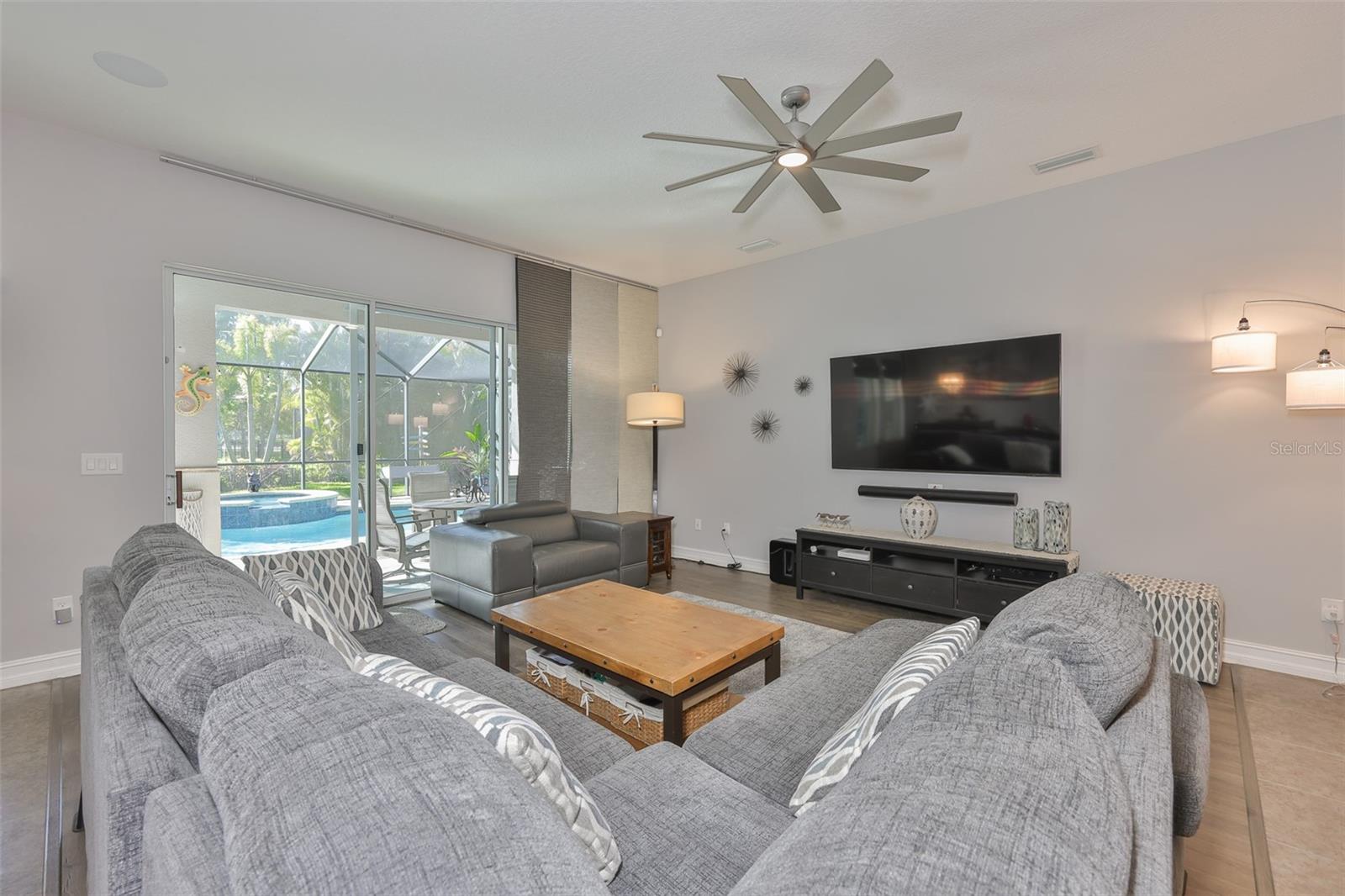 Living room with sliders