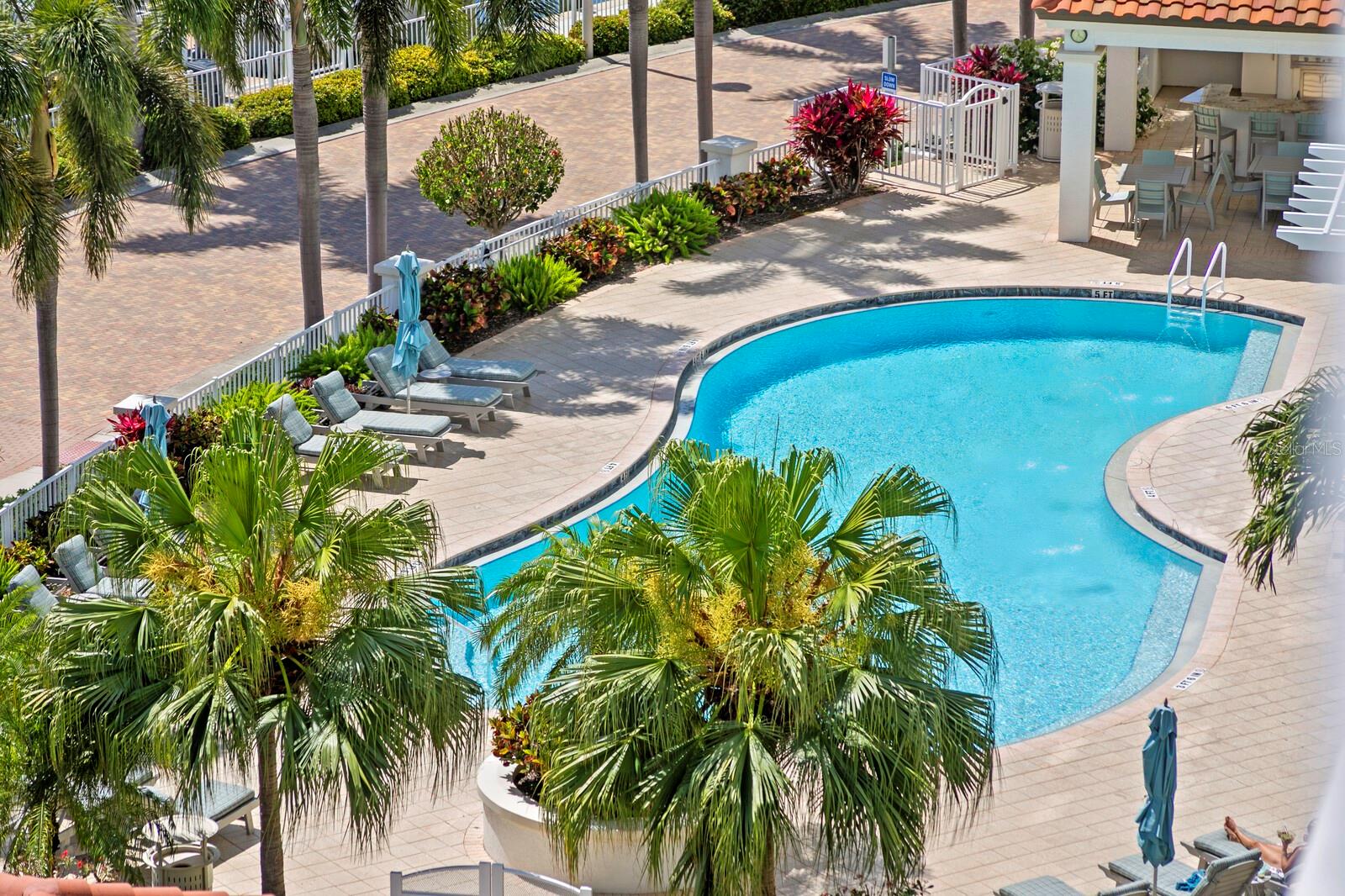 Water Club features a waterside resort-style pool with a heated spa, designed for enjoyment year-round.