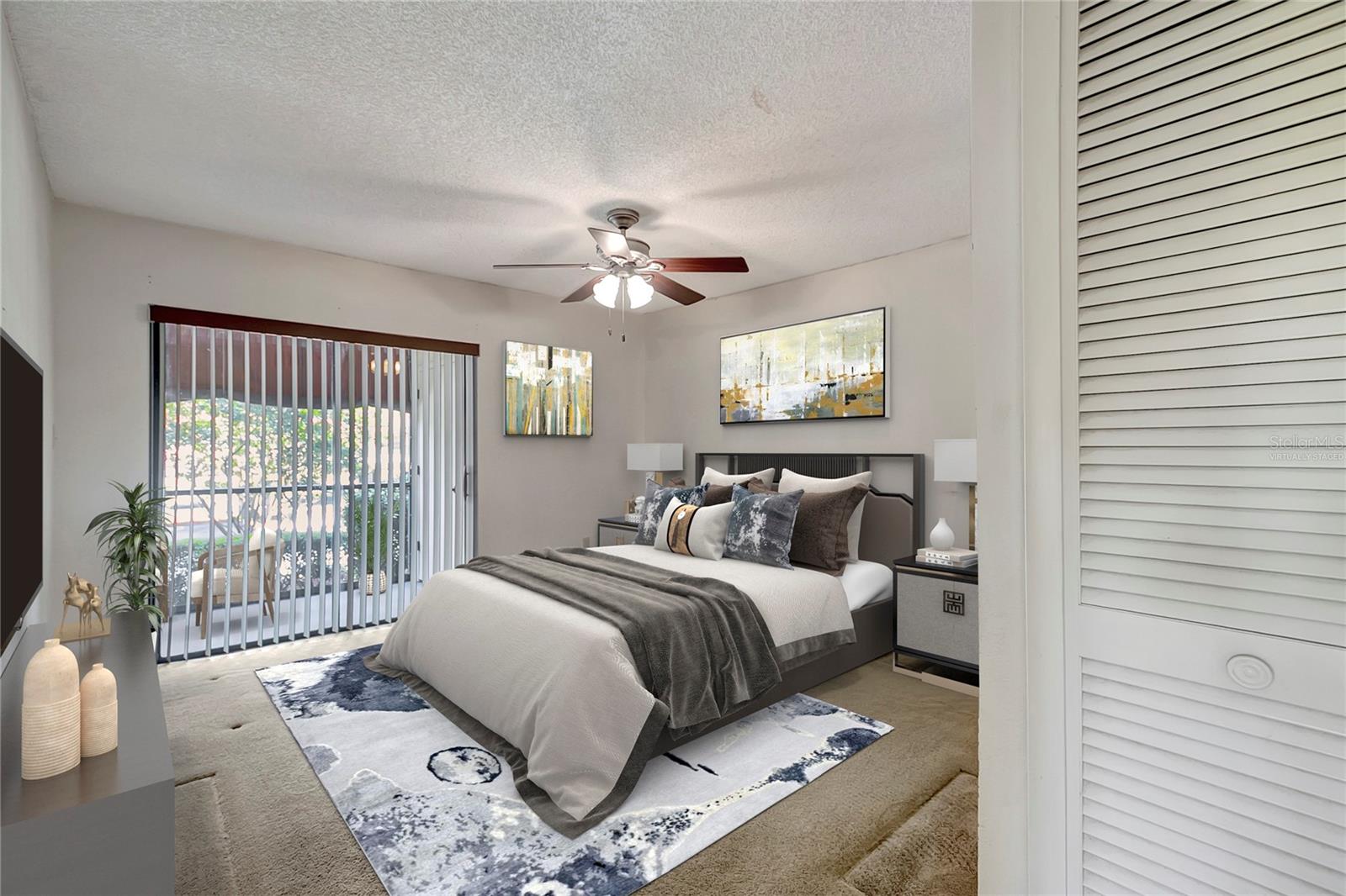 Virtually staged Primary Bedroom