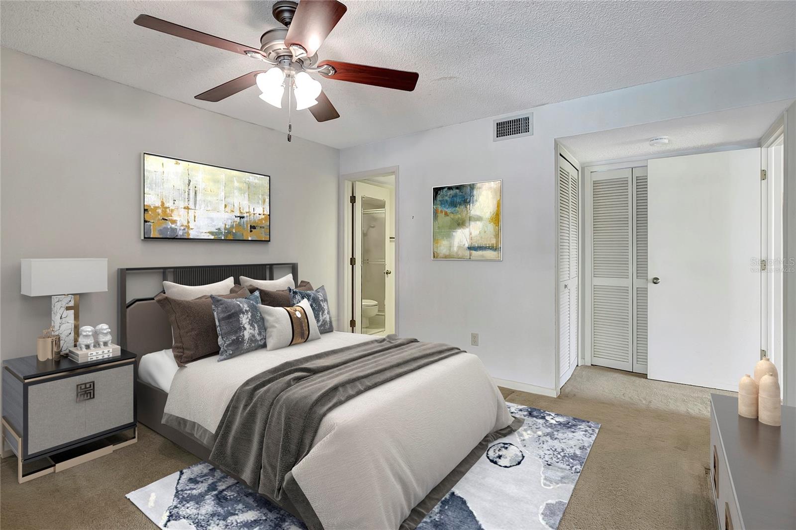 Virtually staged Primary Bedroom