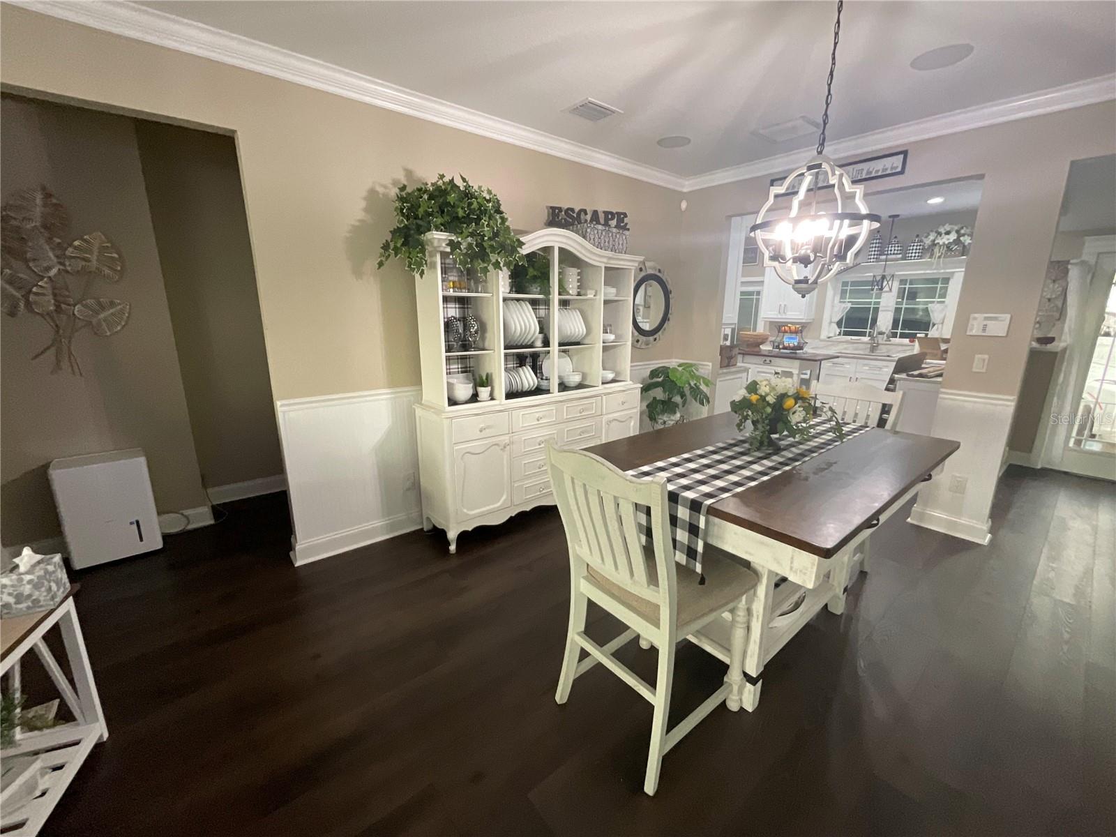 Dining room view towards kitchen