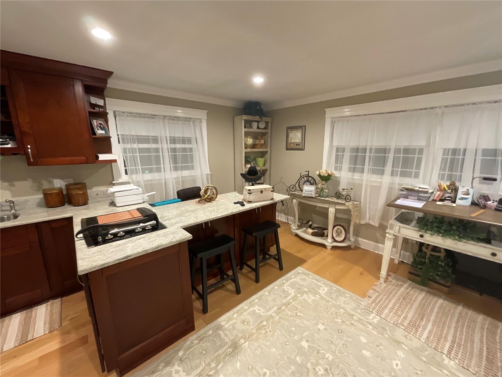 This is the breakfast bar with storage beneath